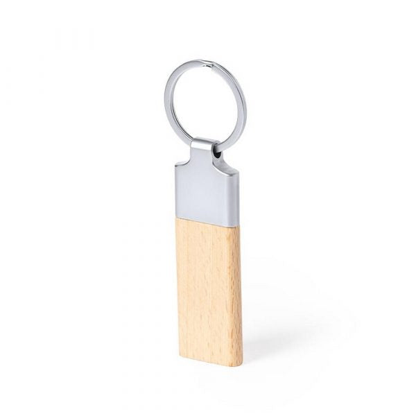 Half Metal And Wood Rectangle keychain