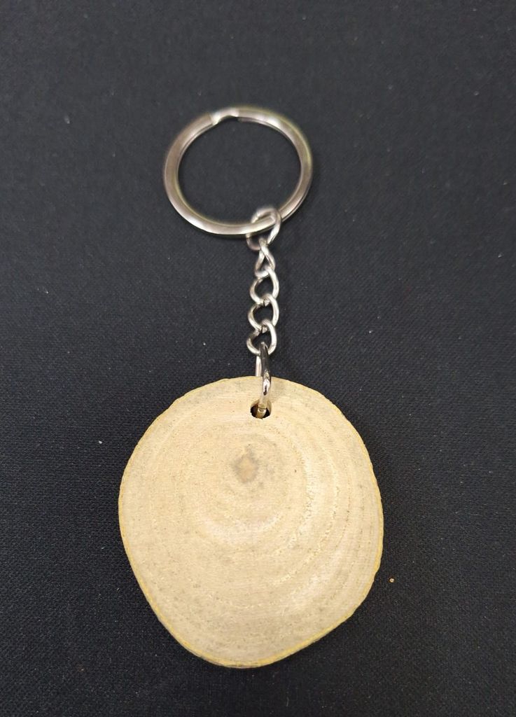 Round Wood Keychain