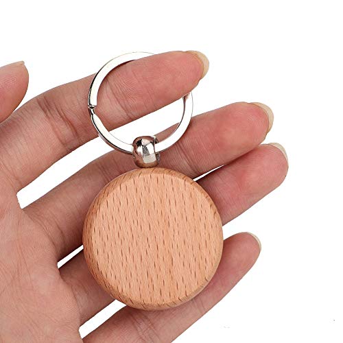 Round wood keychain