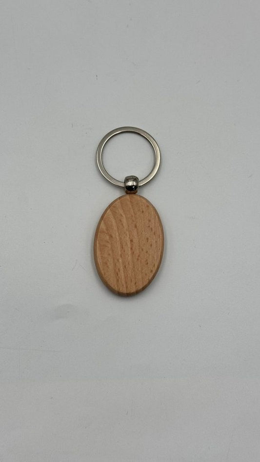Oval Wood Keychain