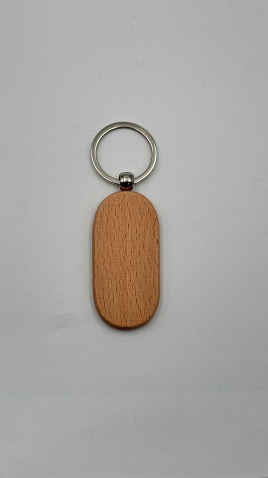 Oval Wood Rectangular keychain