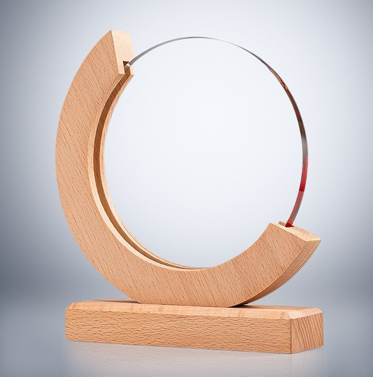 Glass Shield Wood Trophy