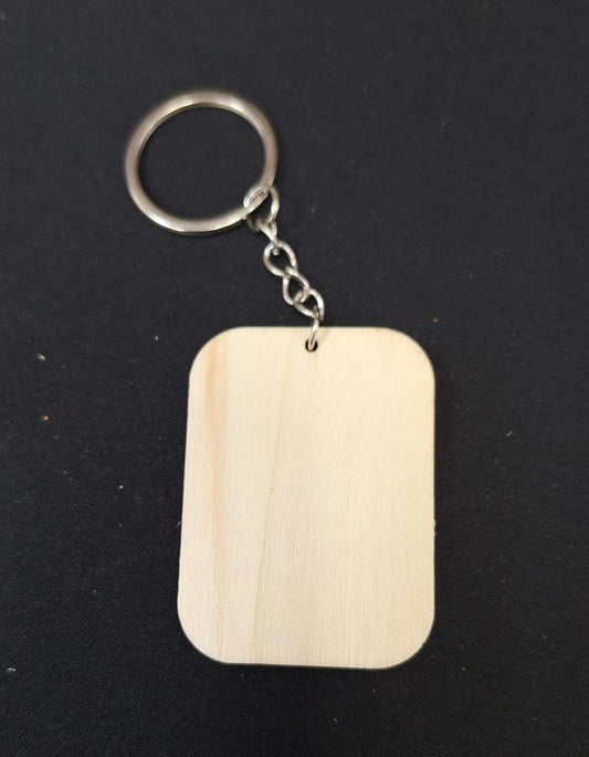 Square Wood Keychain