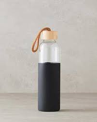 Glass Bottle Grey with Wood Cap(500ml)