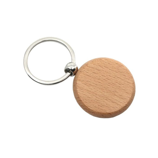 Round wood keychain